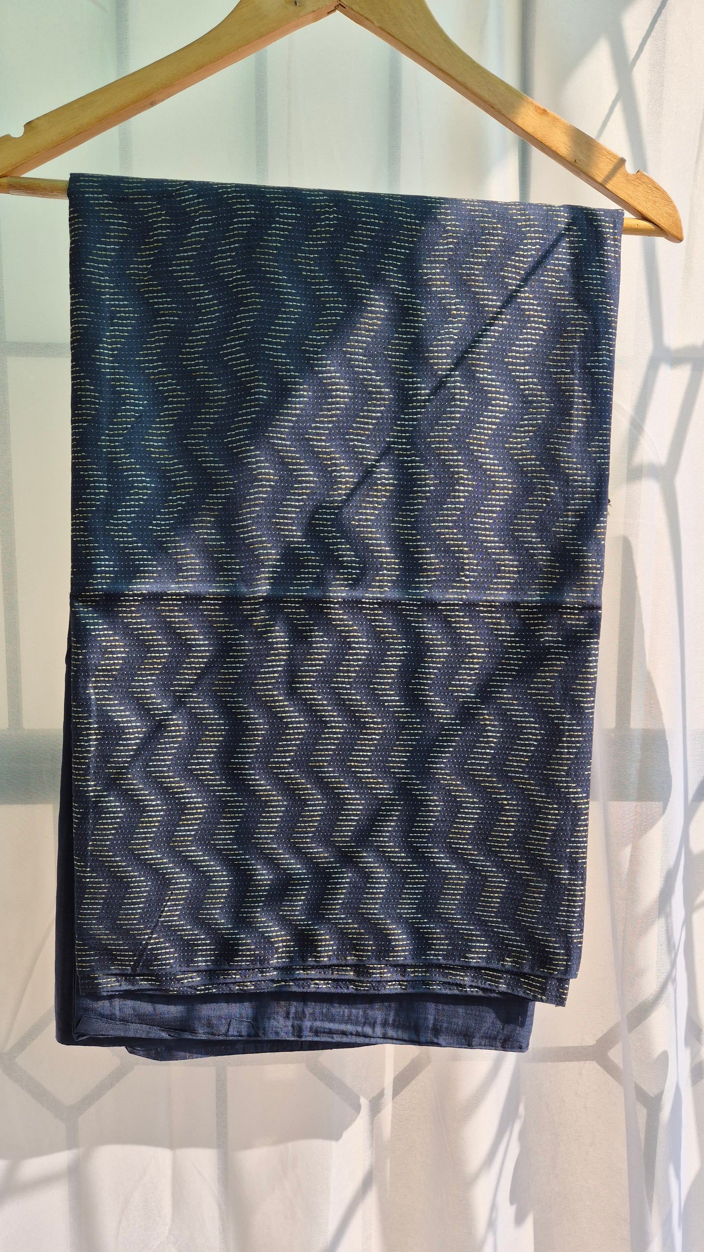 Deep Blue Bhagalpuri Muslin Handloom Suit