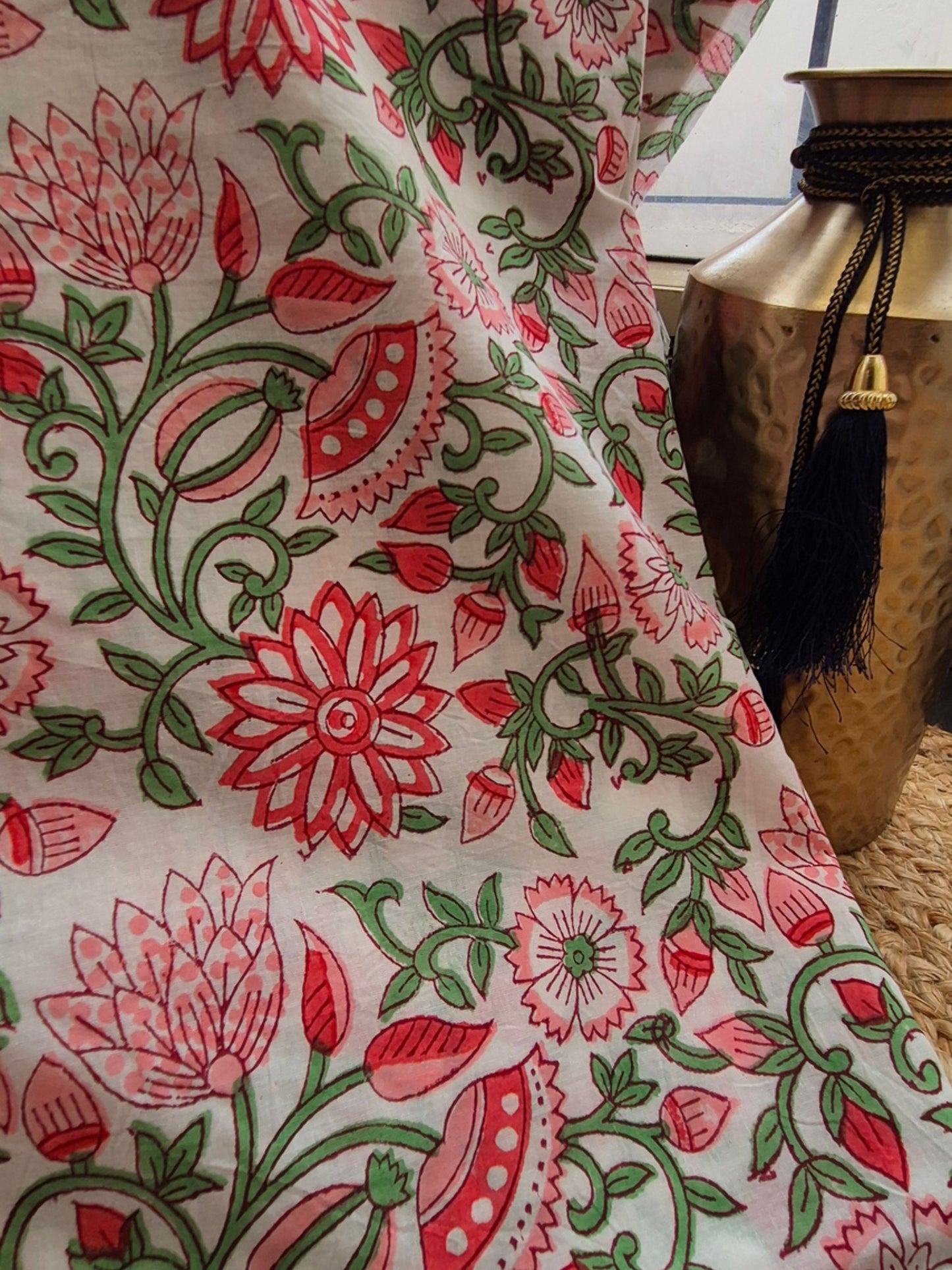 Floral Cotton Block Printed Running Fabric