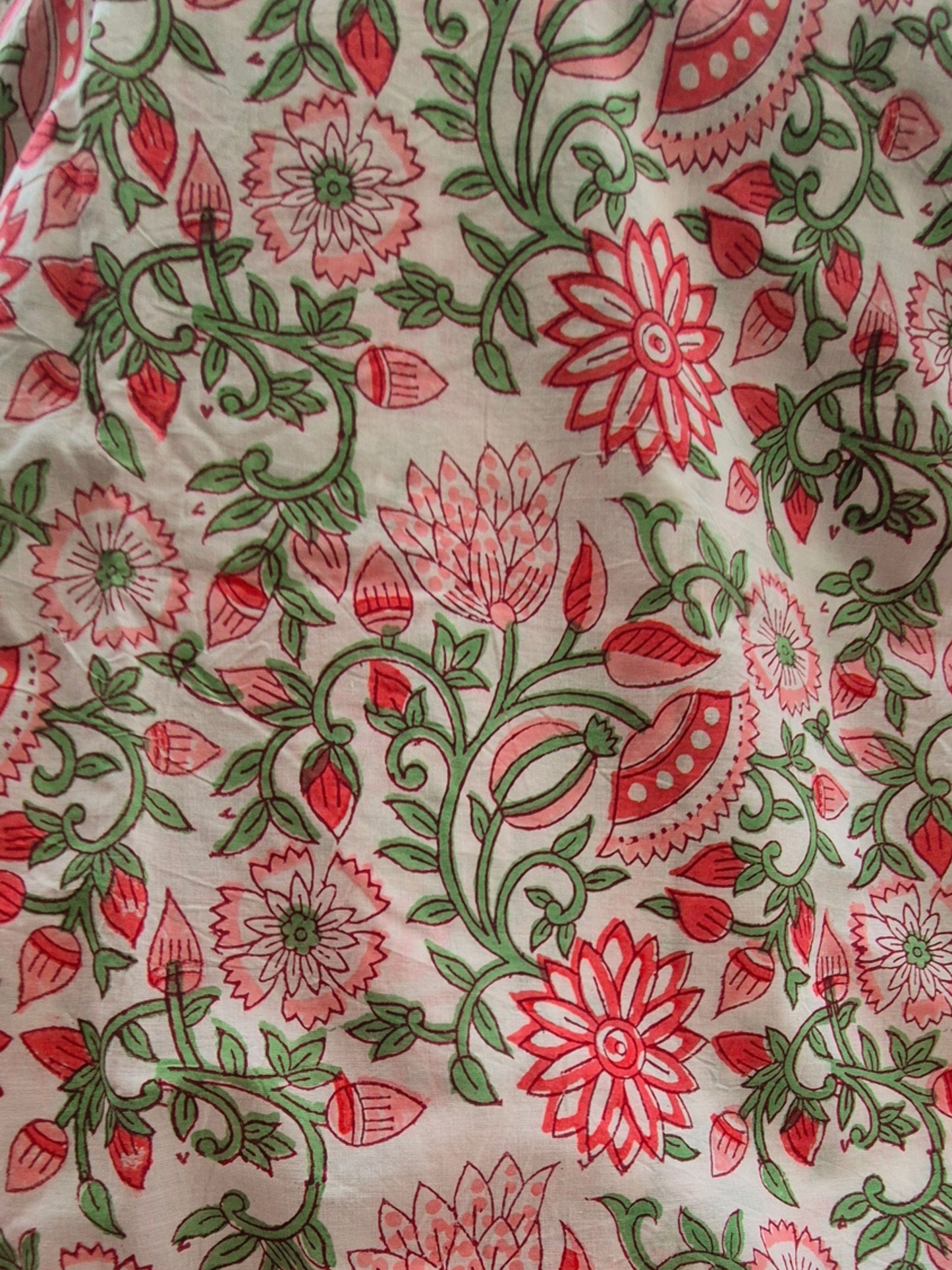 Floral Cotton Block Printed Running Fabric