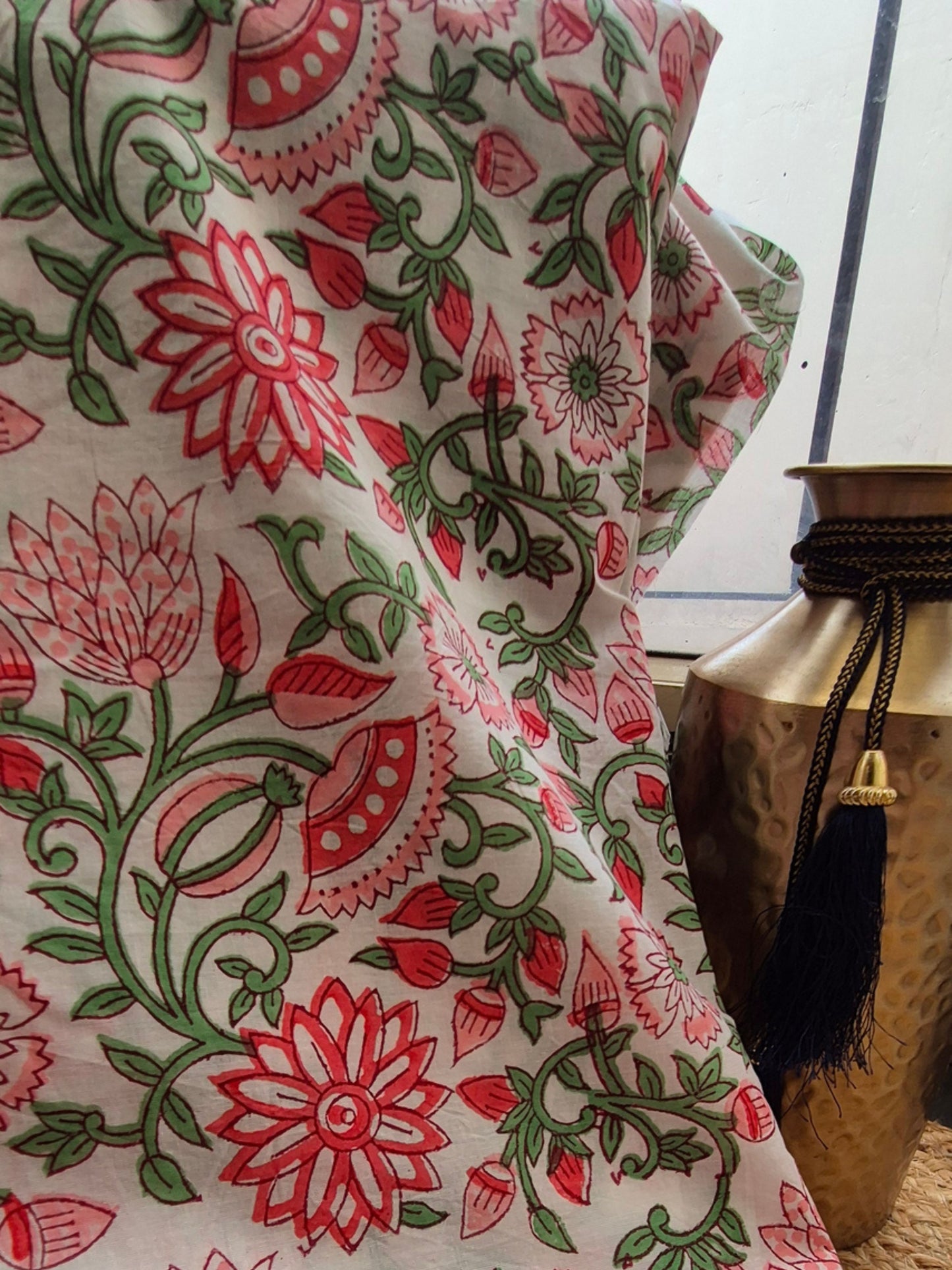 Floral Cotton Block Printed Running Fabric